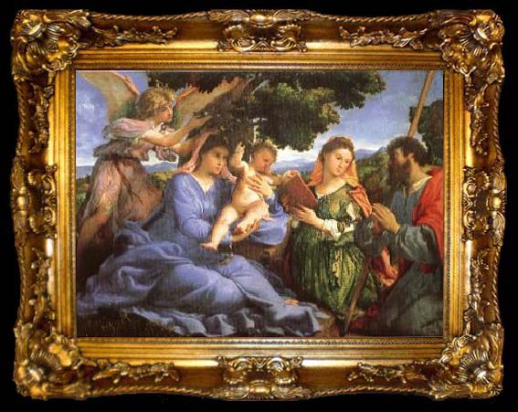 framed  Lorenzo Lotto Madonna and child with Saints Catherine and James, ta009-2